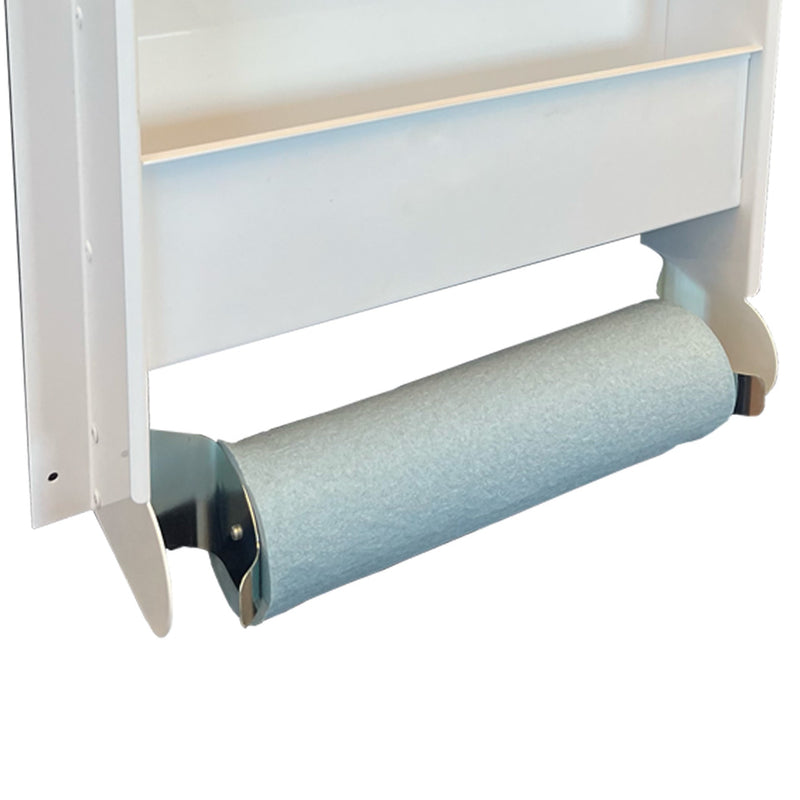 Towel and Aerosol Storage Rack, White