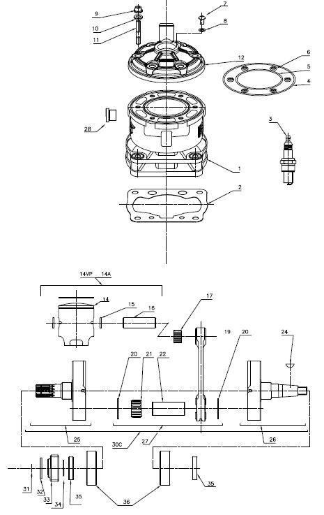 14a. Complete Piston 53.98 With Pin - $150.81 - Vortex - Rok Shifter Cylinder/Crankcase - KartStore-USA