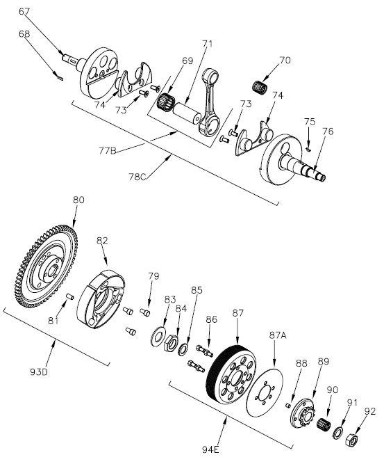 71. Mini Rok Crankshaft Crankpin D.18x40.6 - $16.89 - Vortex - Rok Mini Crankshaft/Clutch - KartStore-USA